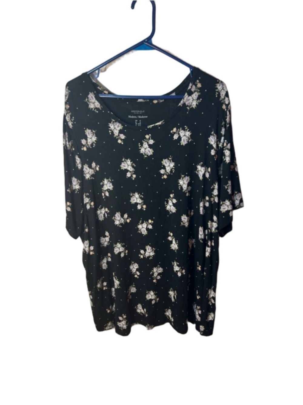 Addition Elle Black Floral Short-Sleeve Tee